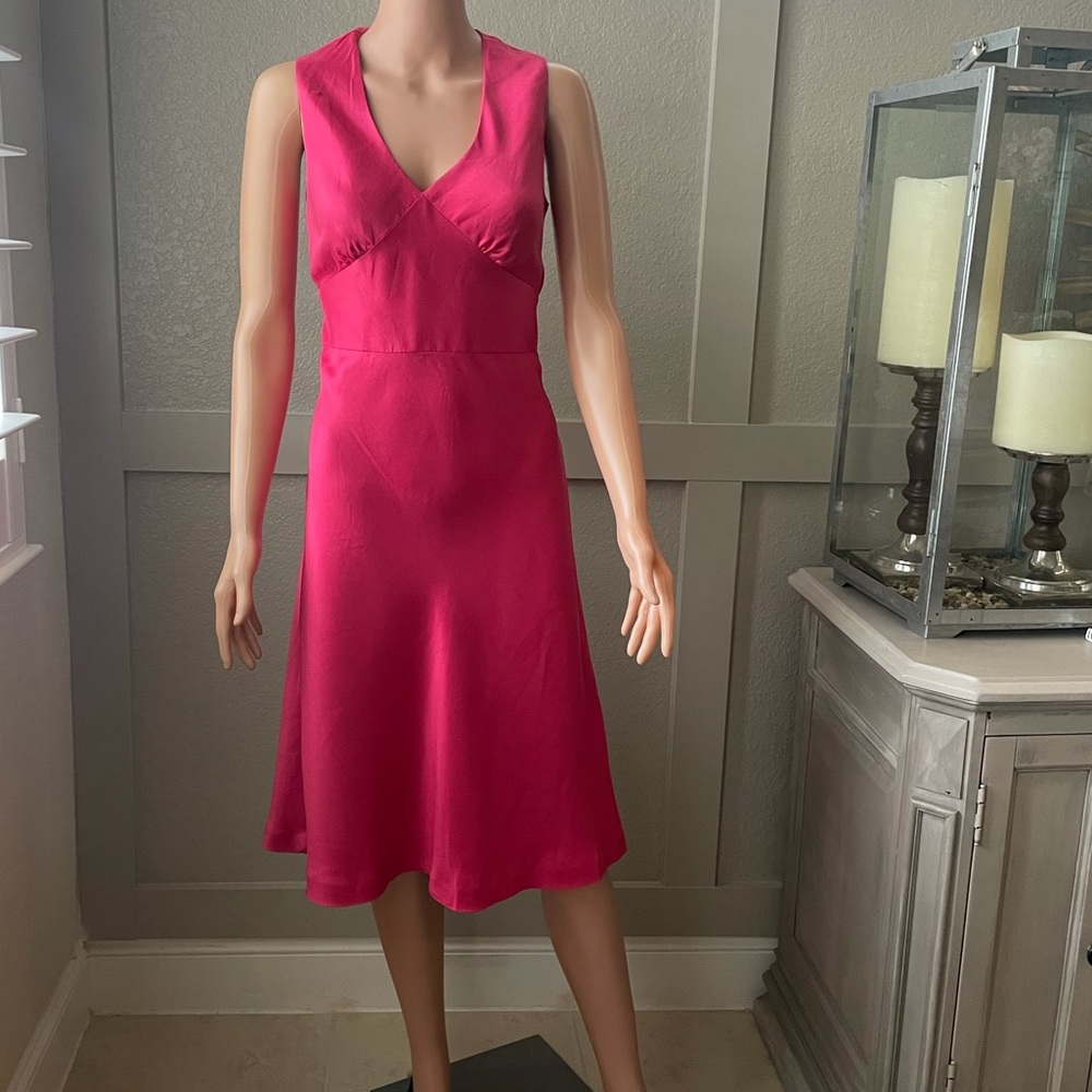 Ann Taylor silk shantung hot pink dress
